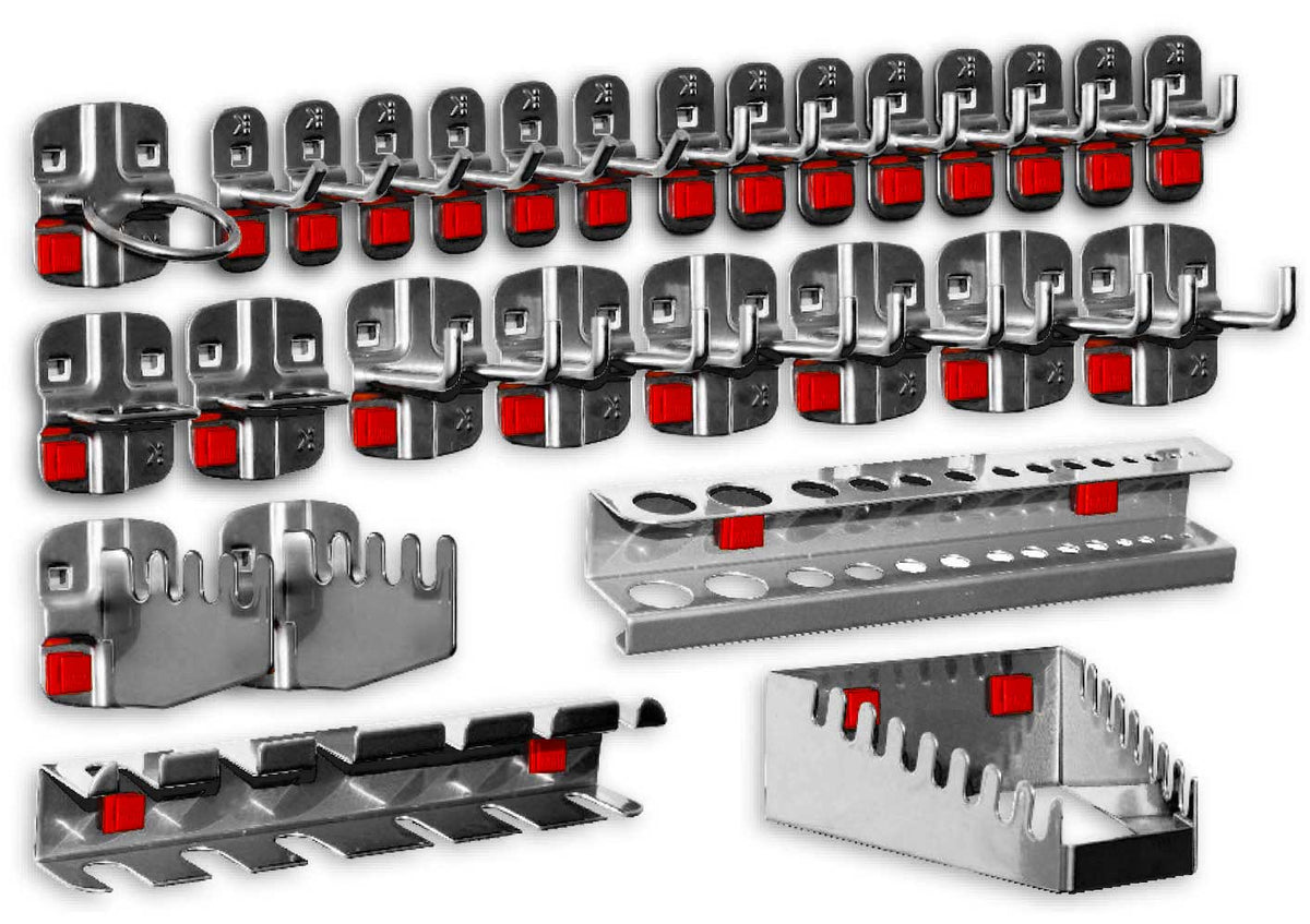 110-piece set of pegboard hooks, tool holders for pegboards, for tool pegboards