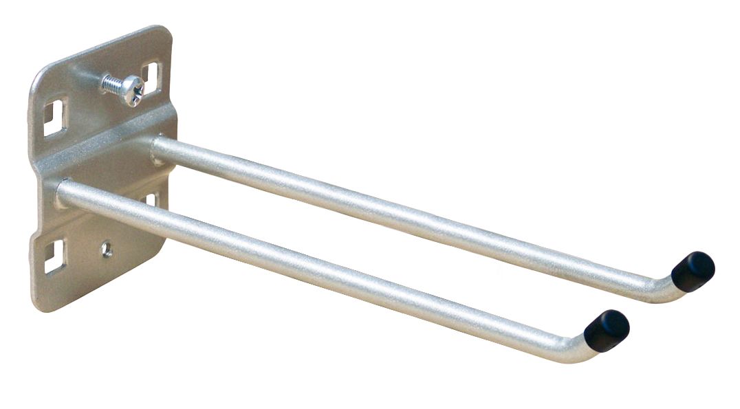 Lochwandhaken, Werkzeughalter für Lochwand, doppelt mit abgeschrägtem Hakenende