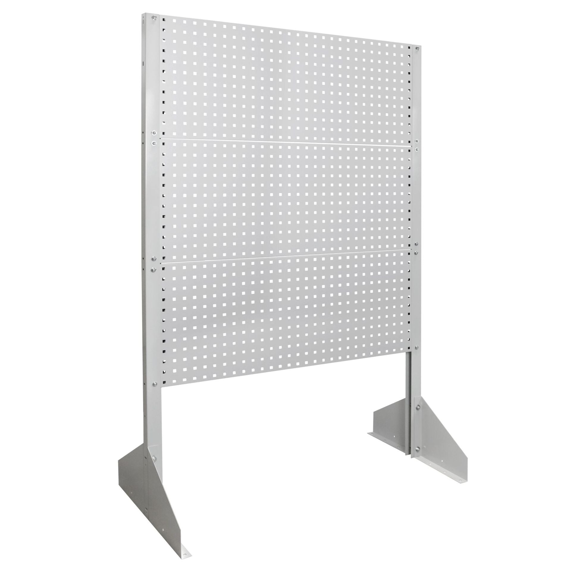 Freistehende Lochwand mit Füßen, Werkzeugwand Raumteiler, mit 3 Lochwänden, 1845x1200x640 mm (HxBxT), freistehend, erweiterbar