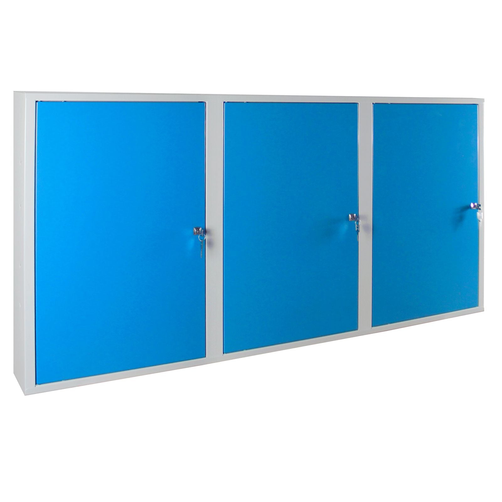 Werkzeug-Wandschrank, Stahlblechschrank mit Loch-Rückwand, 1500x750x200 mm, 3 Türen, mit 4 Fachböden