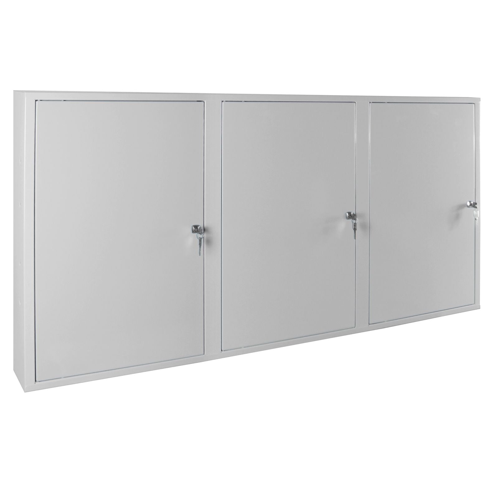Werkzeug-Wandschrank, Stahlblechschrank mit Loch-Rückwand, 1500x750x200 mm, 3 Türen, mit 4 Fachböden