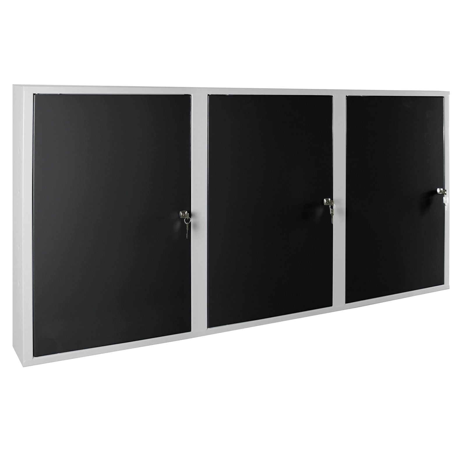 Werkzeug-Wandschrank, Stahlblechschrank mit Loch-Rückwand, 1500x750x200 mm, 3 Türen, mit 4 Fachböden