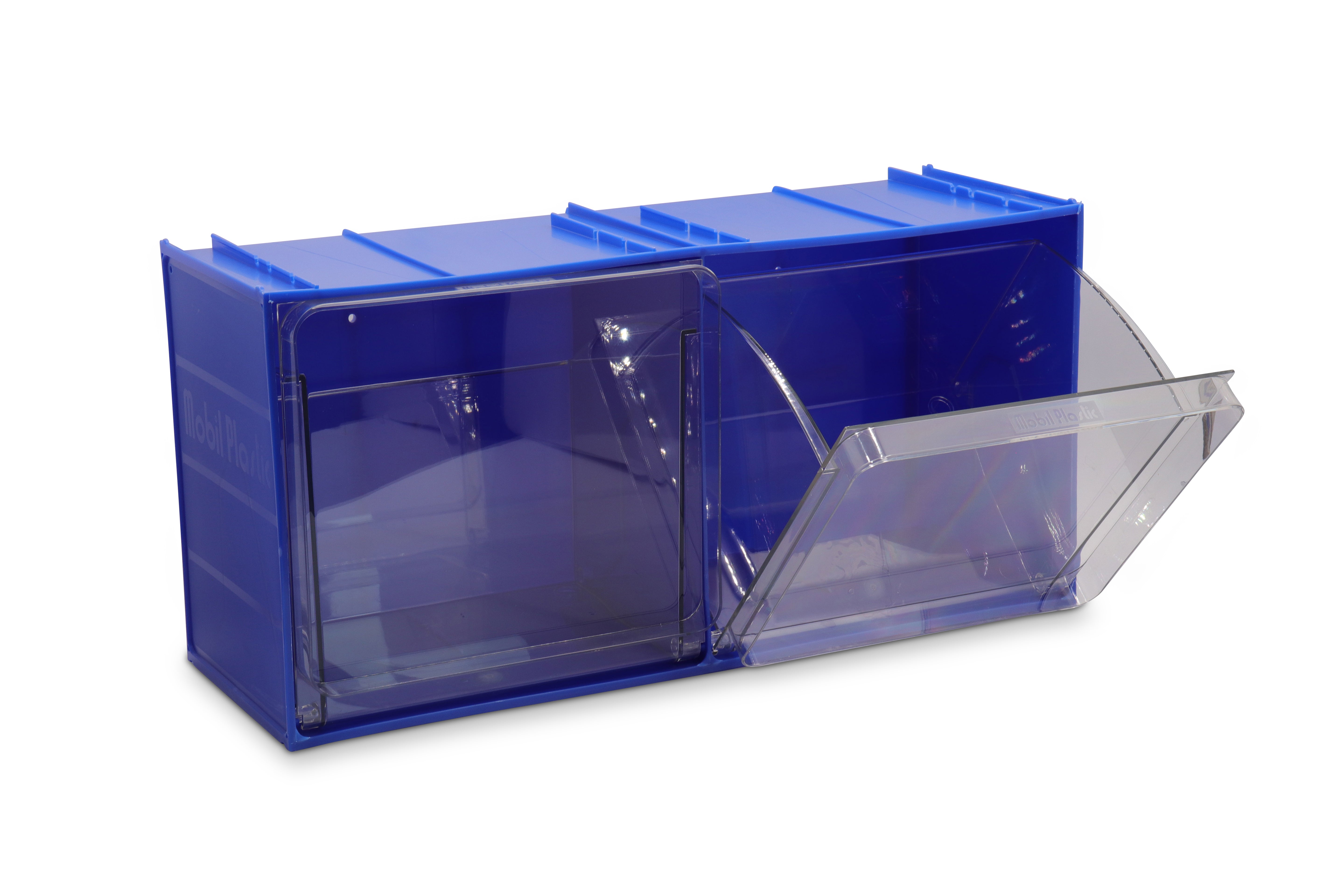 Casier transparent empilable, casier à petites pièces K2, 600x240x300 mm (LxlxH) avec 2 bacs basculants