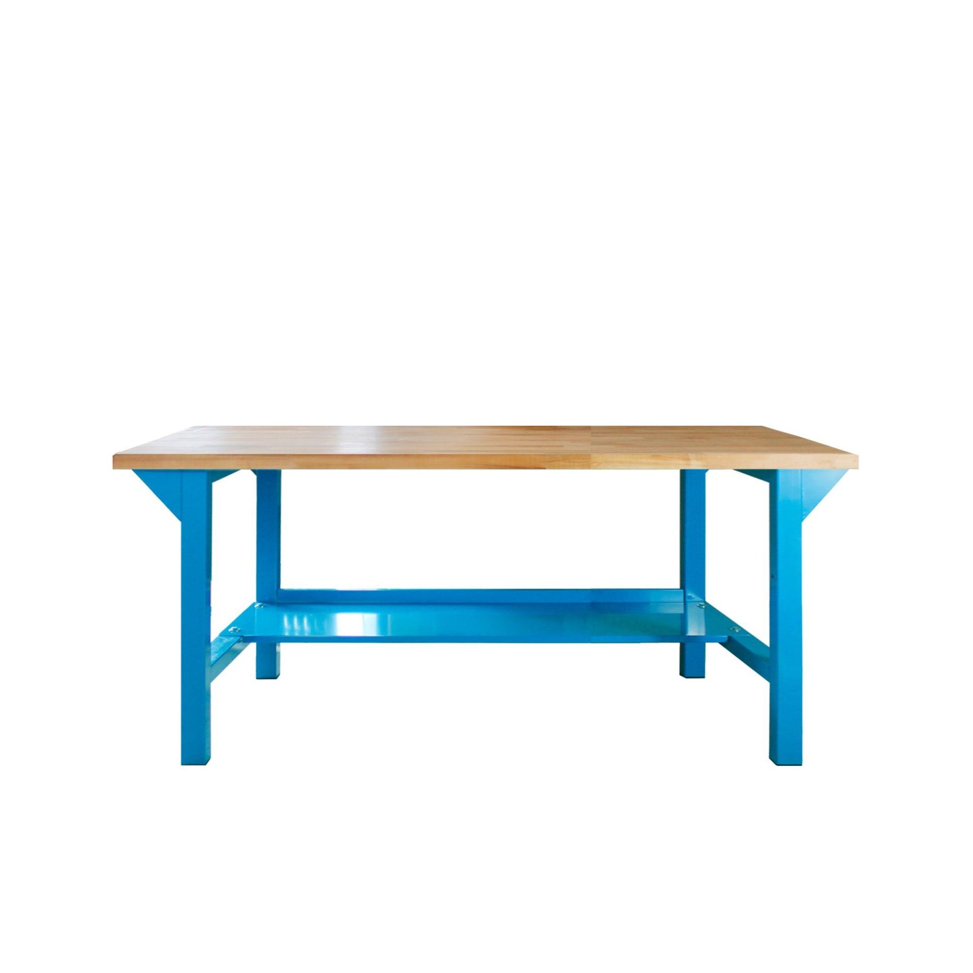 Werkbank ohne Lochwand, 1500 o. 2000 mm lang, ohne Lochwand, 50 mm Buche massiv, extra stabil, 500 kg Traglast