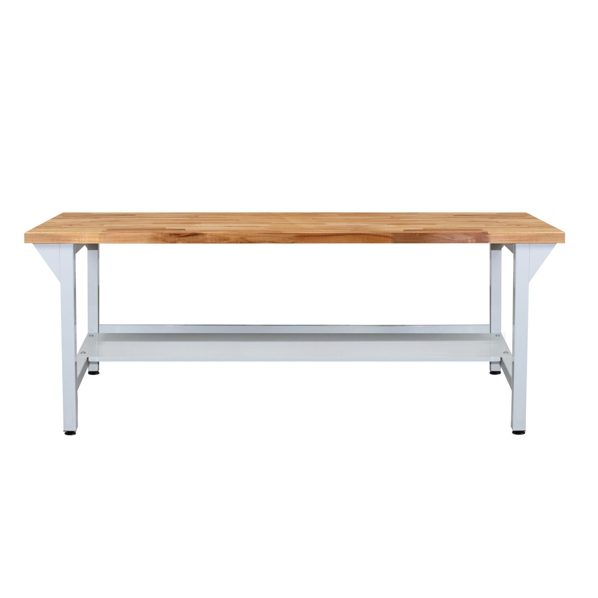 Werkbank ohne Lochwand, 1500 o. 2000 mm lang, ohne Lochwand, 50 mm Buche massiv, extra stabil, 500 kg Traglast