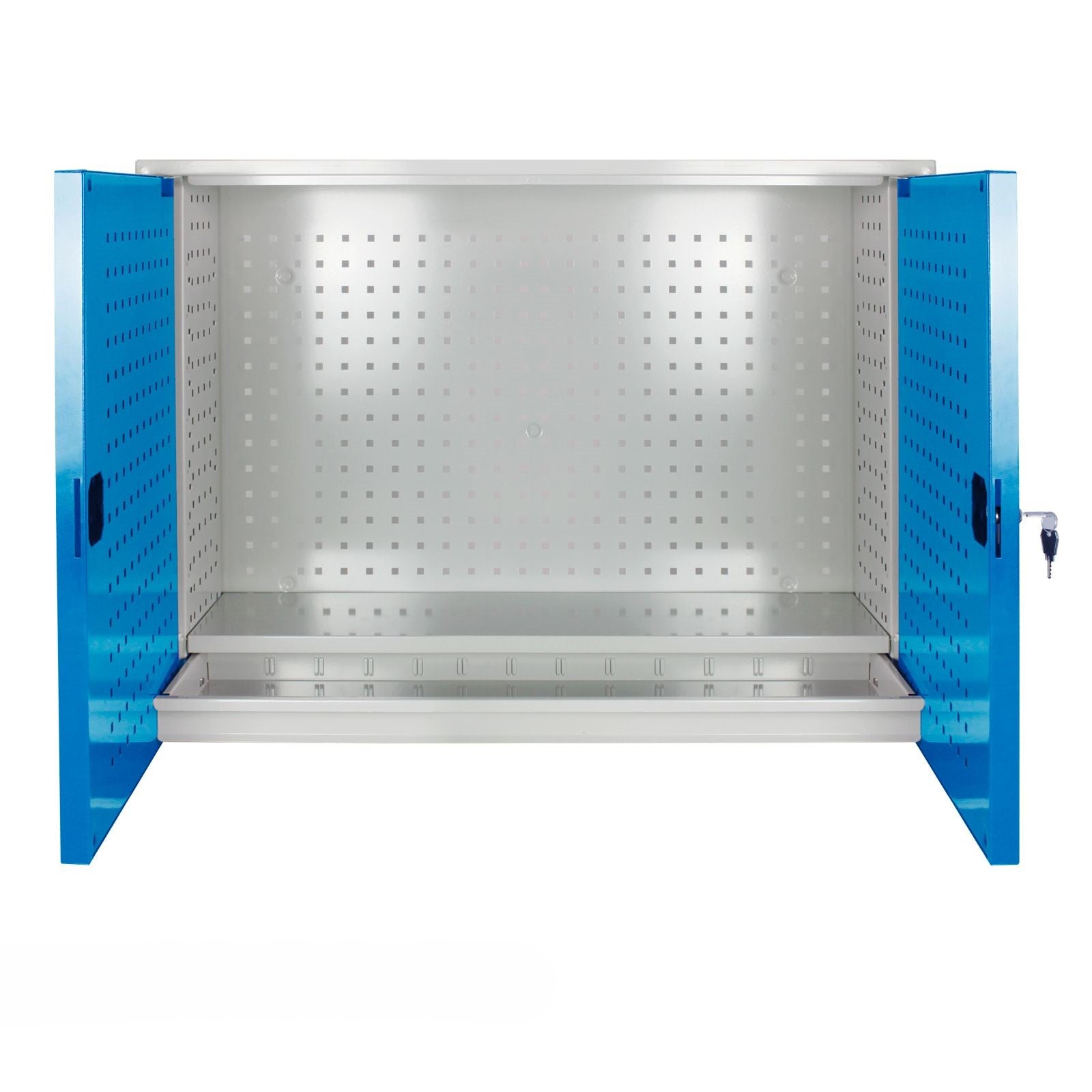 Werkzeug Wandschrank Stahlblechschrank mit Loch-Rückwand, 755x1050x310 mm, mit Schublade