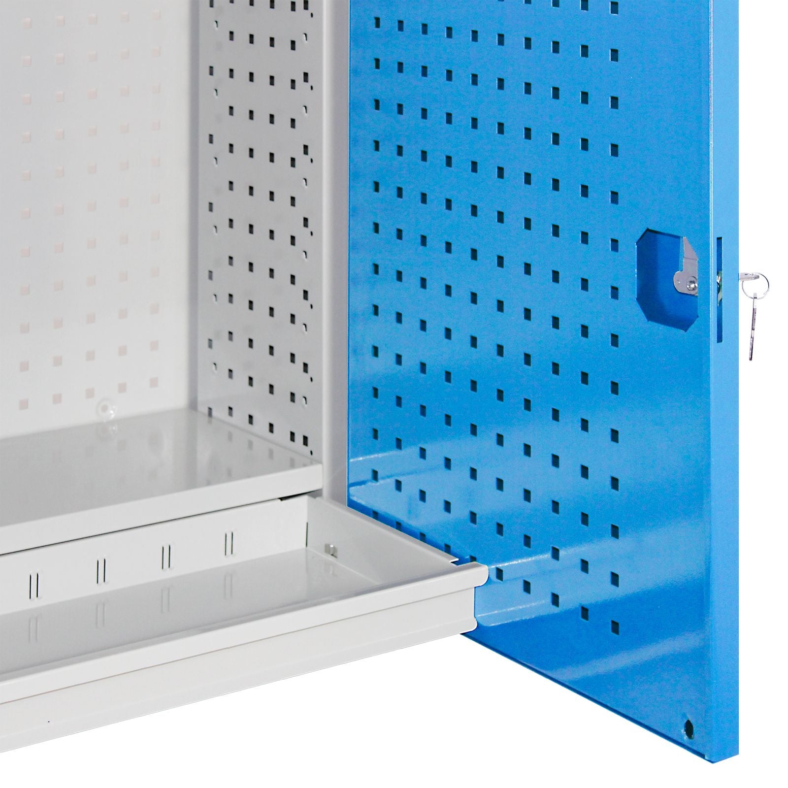 Werkzeug Wandschrank Stahlblechschrank mit Loch-Rückwand, 755x1050x310 mm, mit Schublade