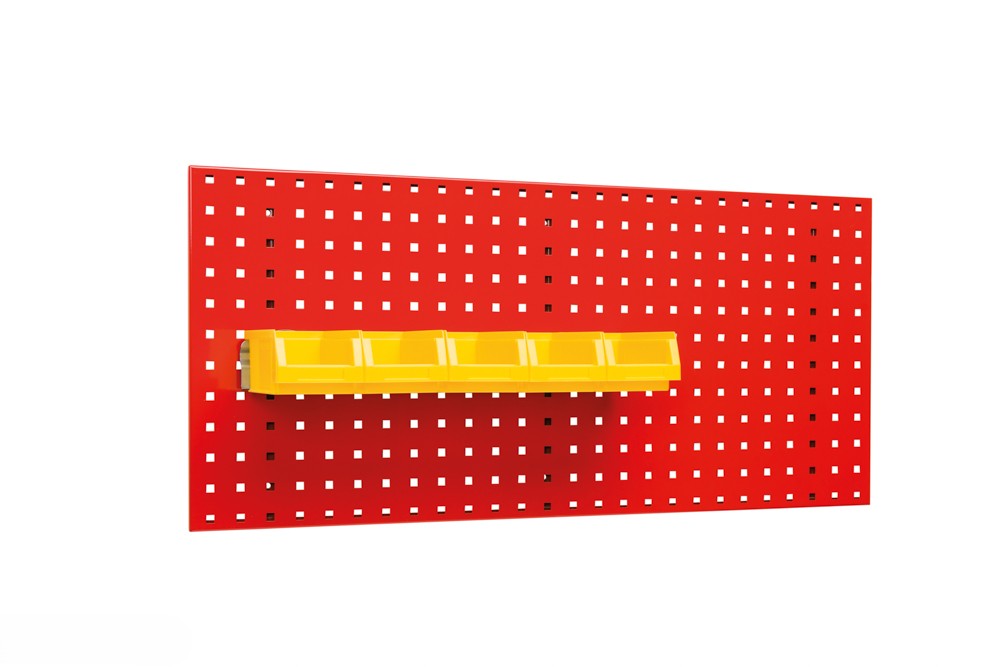 Sichtlagerkasten Halteschiene für Lochwand 500 mm Set inkl. 5 Sichtlagerkästen 164x105x75 mm (LxBxH)