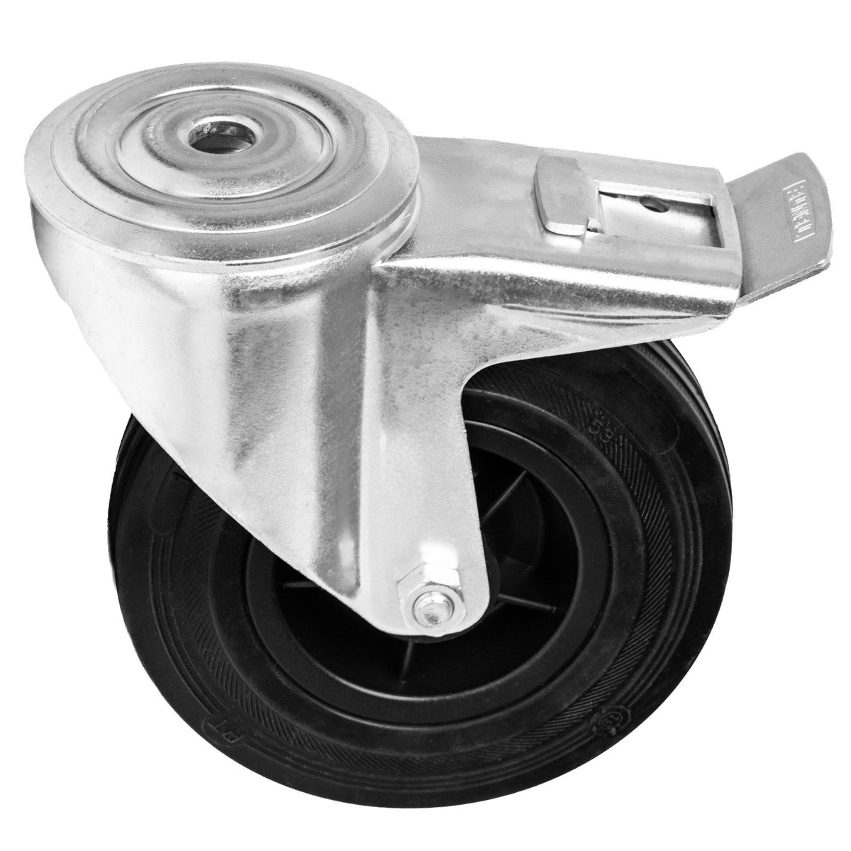 Radsatz für 4 Werkbankfüsse, D=125mm, 4 Lenkrollen (davon 2 Rollen mit Bremse)
