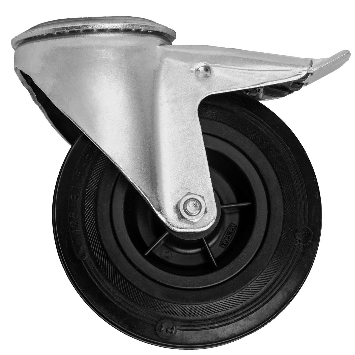 Radsatz für 4 Werkbankfüsse, D=125mm, 4 Lenkrollen (davon 2 Rollen mit Bremse)