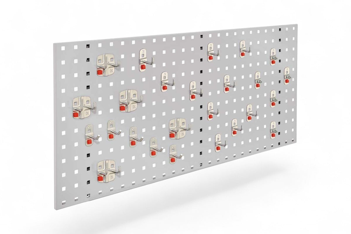 ®RasterPlan Lochwand 1000x450 mm mit 25-tlg. Set ®ABAX Lochwandhaken, Werkzeughaltern