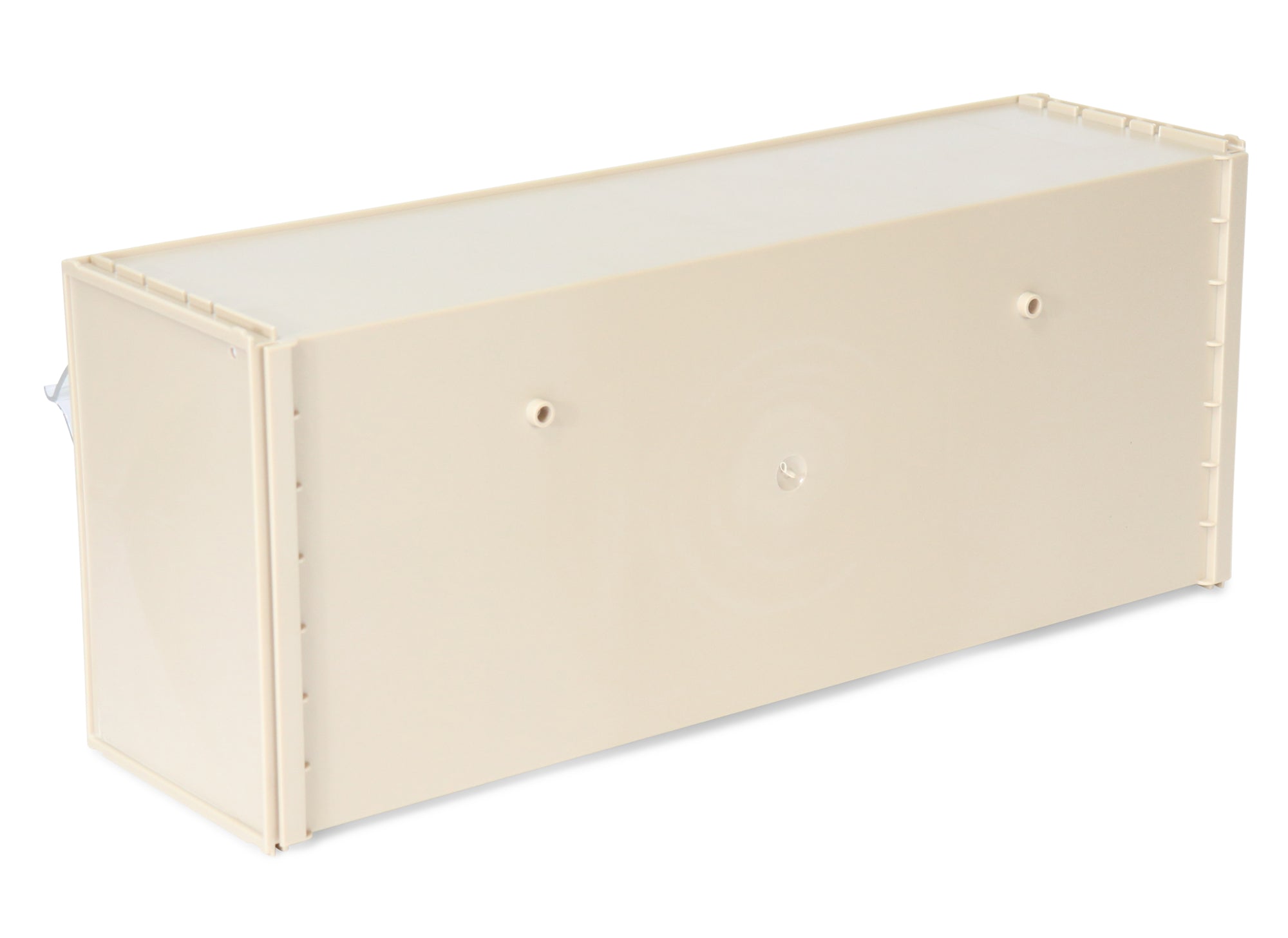 Transparent storage box with 3 tipping chutes, 600x163x242 mm, grey, including holder for perforated panels