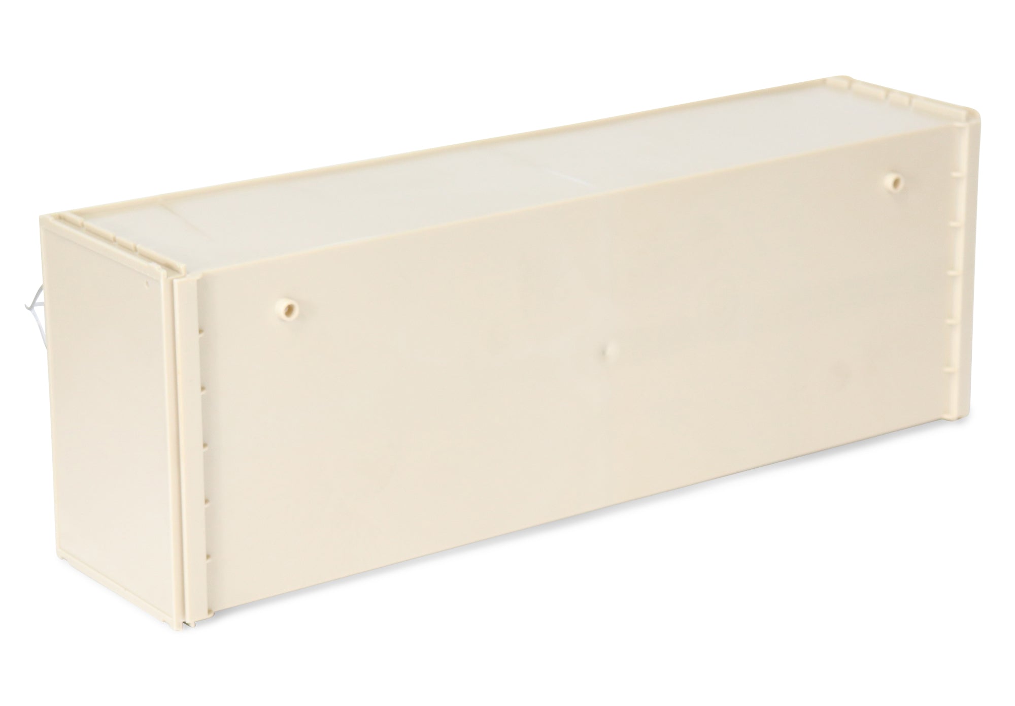 Transparent storage box with 4 tipping chutes, 600x137x207 mm, grey, including holder for perforated panels