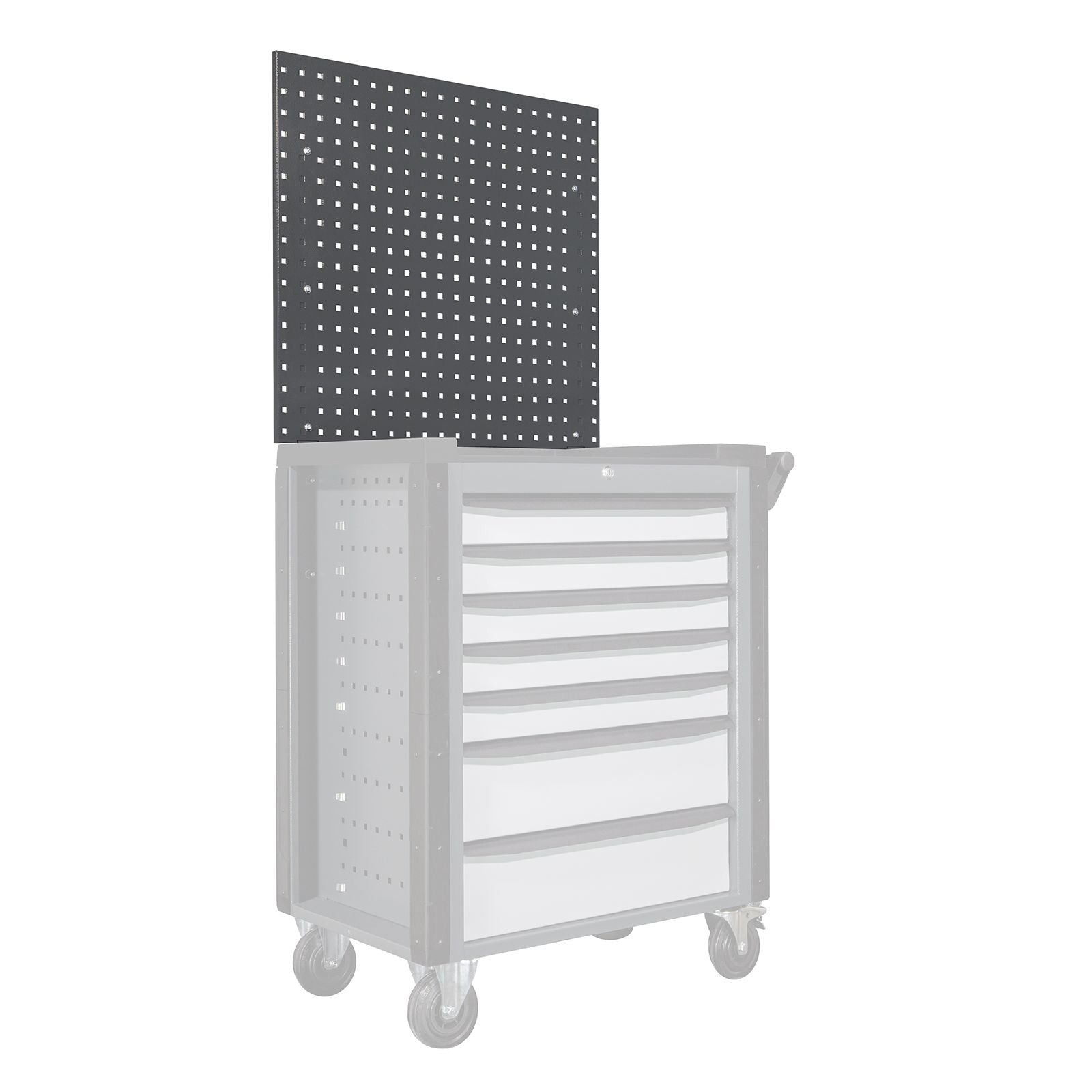 Lochwand Eigenbau Set, für Werktische, Rollwagen, mit Ausparung, Maße: 750x700 mm, RAL 7016