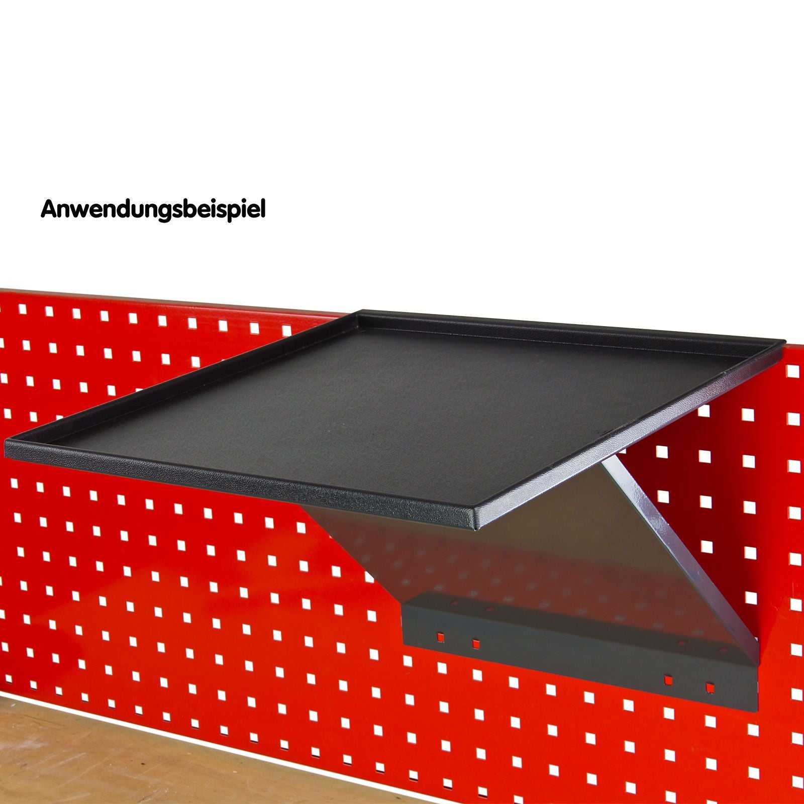 Lochwandhaken, Werkzeughalter für Lochwand, Ablage mit Rand,abgeschrägt, 400x400 mm