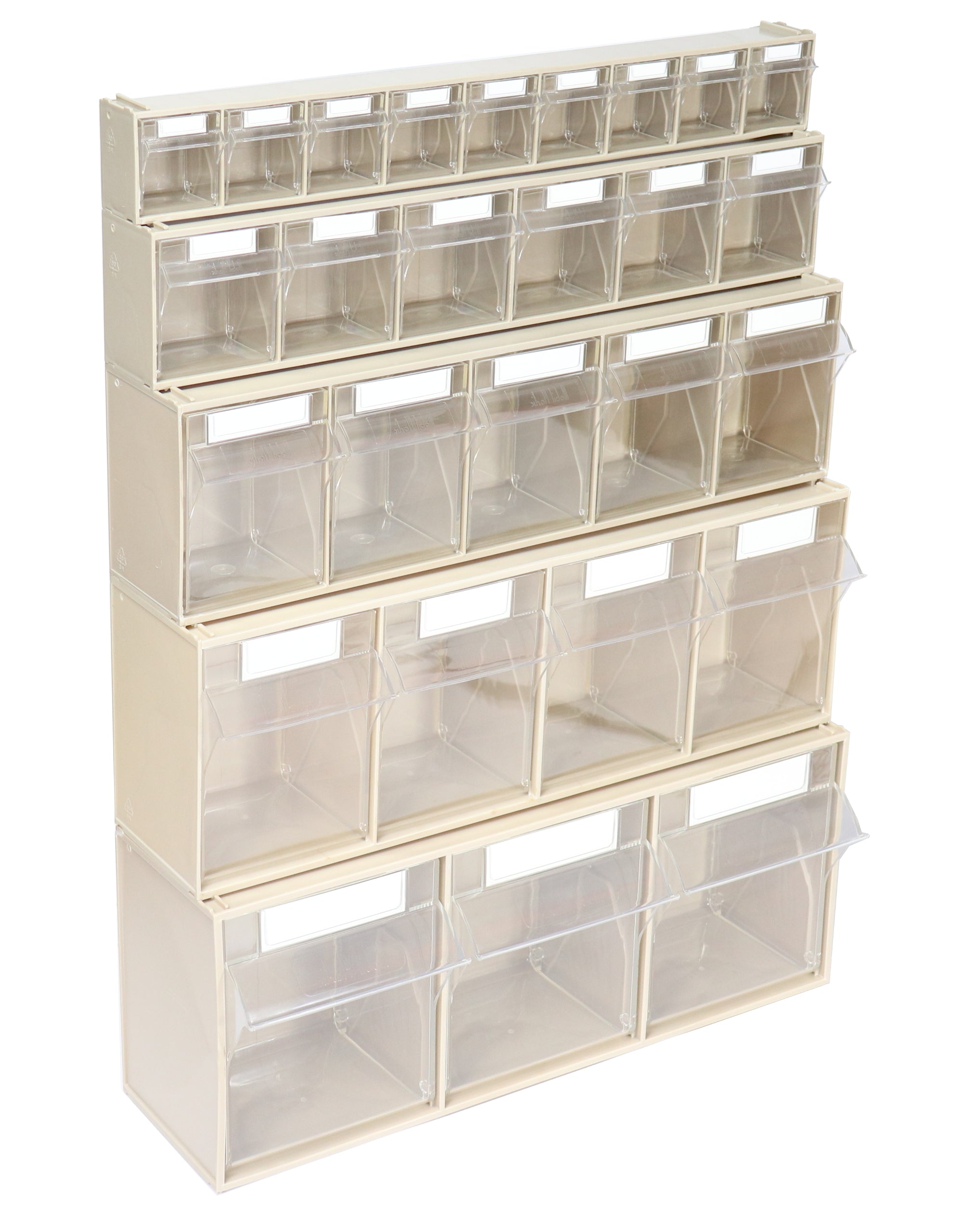 Klarsichtmagazin Klappkasten mit SET Kombination Kippschütten, 600x198x696 mm