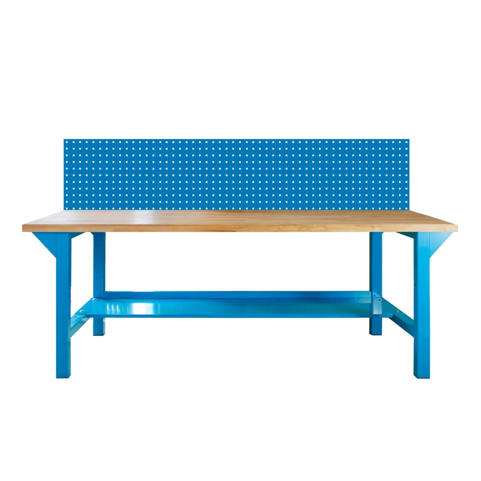 Werkbank XL, 2000x750x850 mm, mit Lochwand, 50 mm Buche massiv, extra stabil, 500 kg Traglast