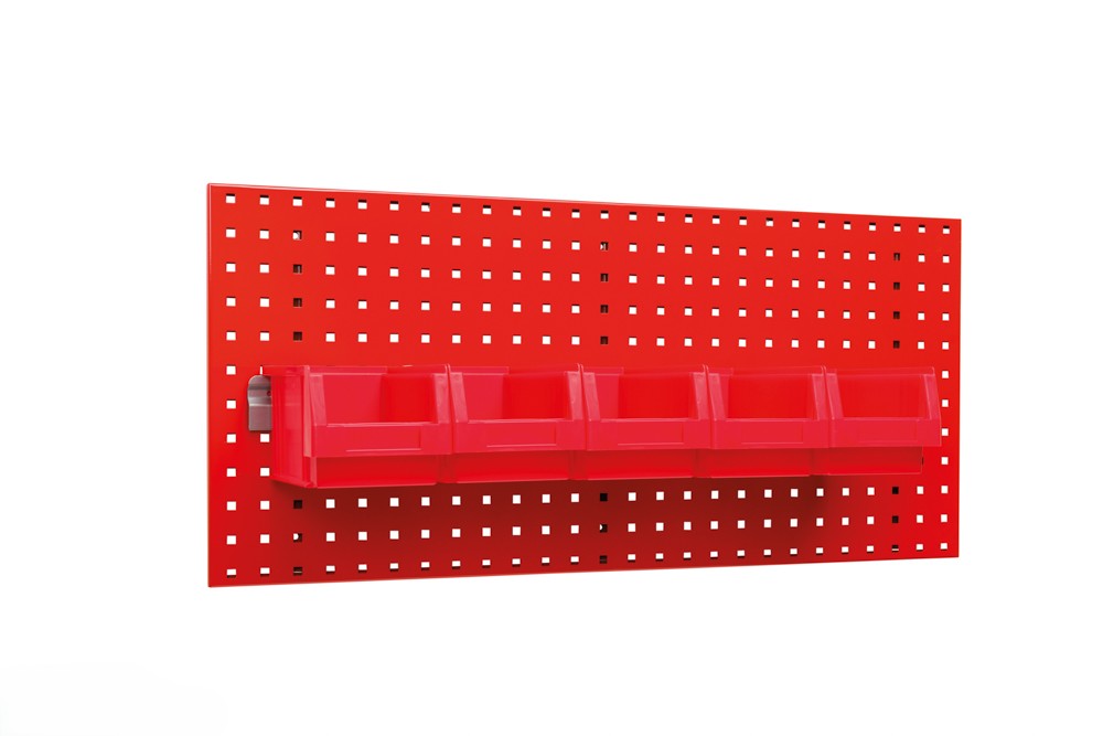Sichtlagerkasten Halteschiene für Lochwand 764 mm Set inkl. 5 Sichtlagerkästen 230x150x125 (LxBxH)