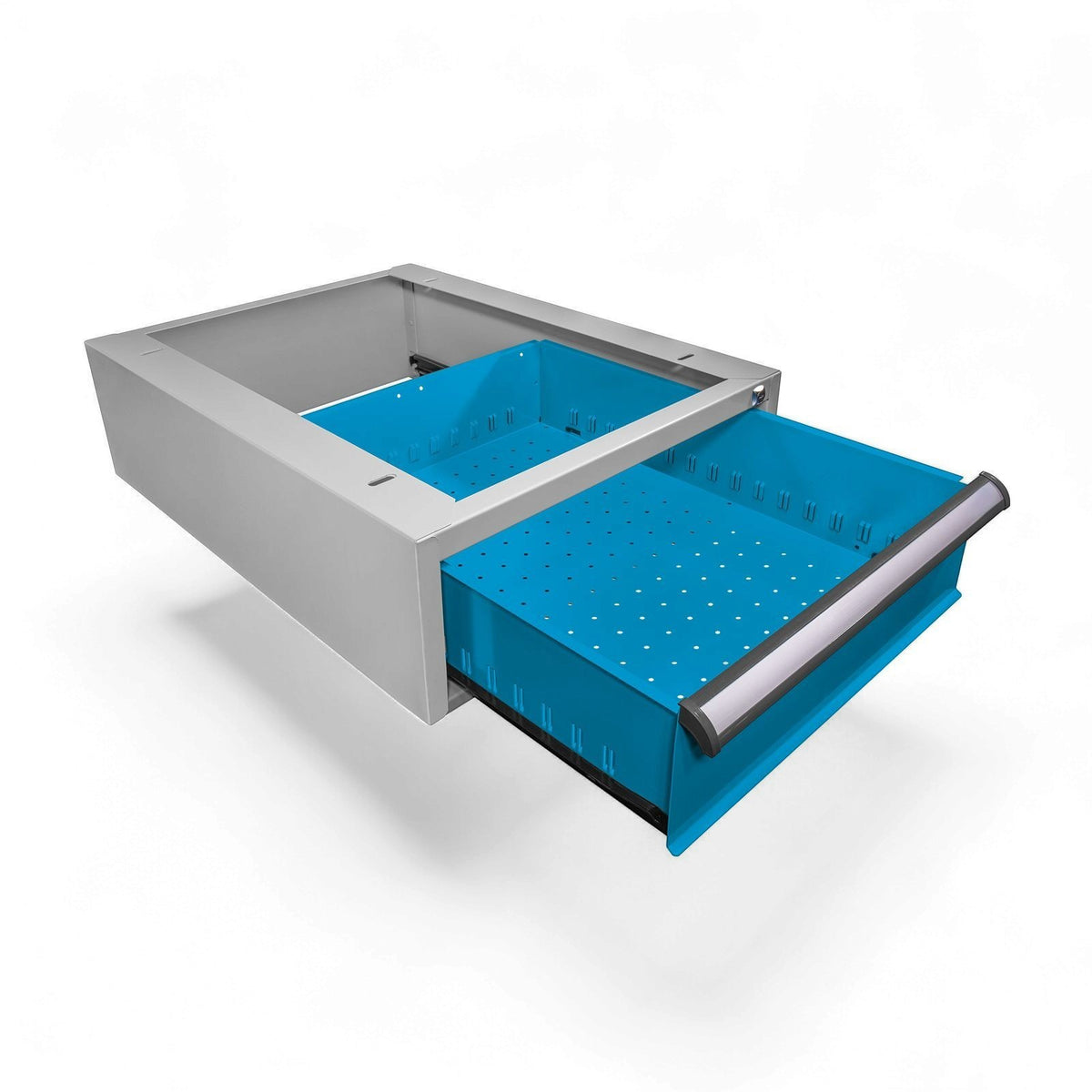 Drawer shelf, small parts shelf, screw shelf with 48 compartments for wall mounting, 850x500x125 mm (HxWxD)